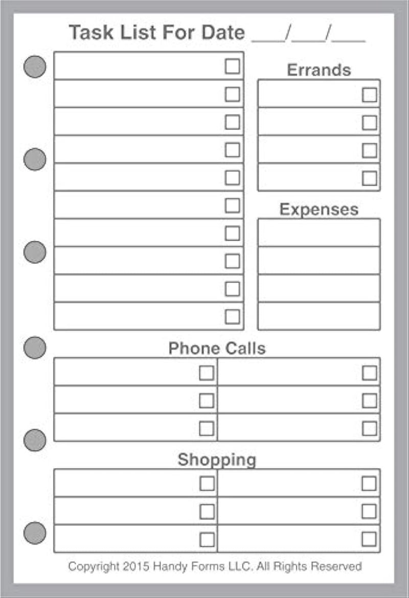 Pocket Size Daily Task Planner Insert, Sized and Punched for Pocket Notebook (3.25" x 4.75")